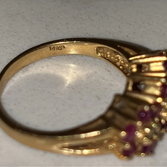 14k Gold Rubies & Diamond Ring - Picture 8 of 13